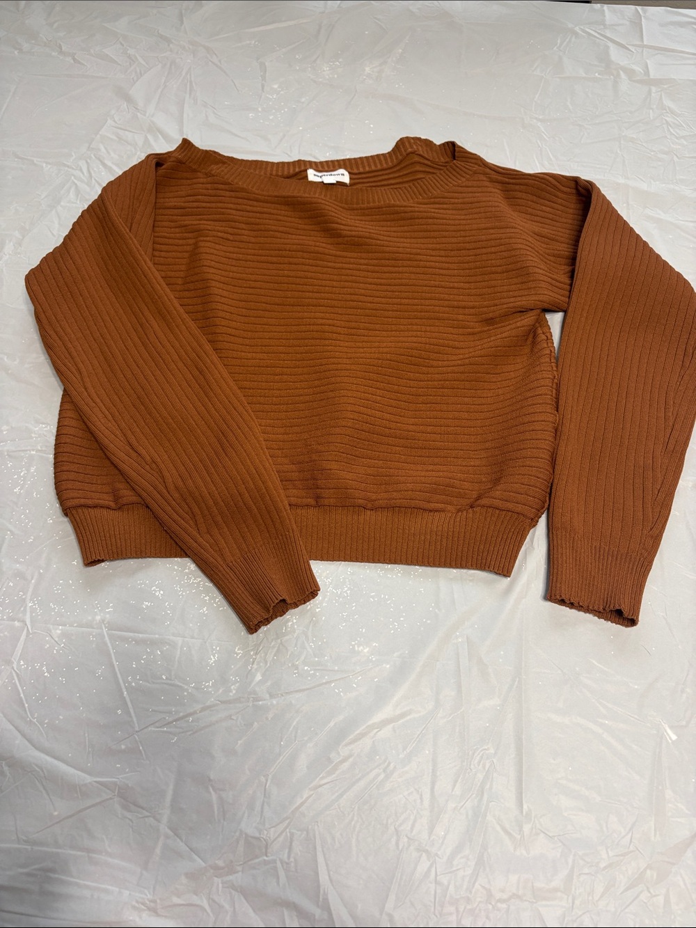 Superdown Women’s Ribbed Crewneck Sweater in Rust Size S